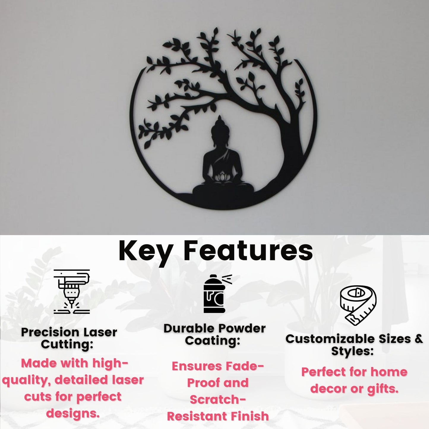 Black Buddha Metal Home Decor
