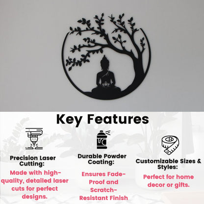 Black Buddha Metal Home Decor