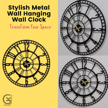 Stylish Big Metal Wall Clock for Living Room