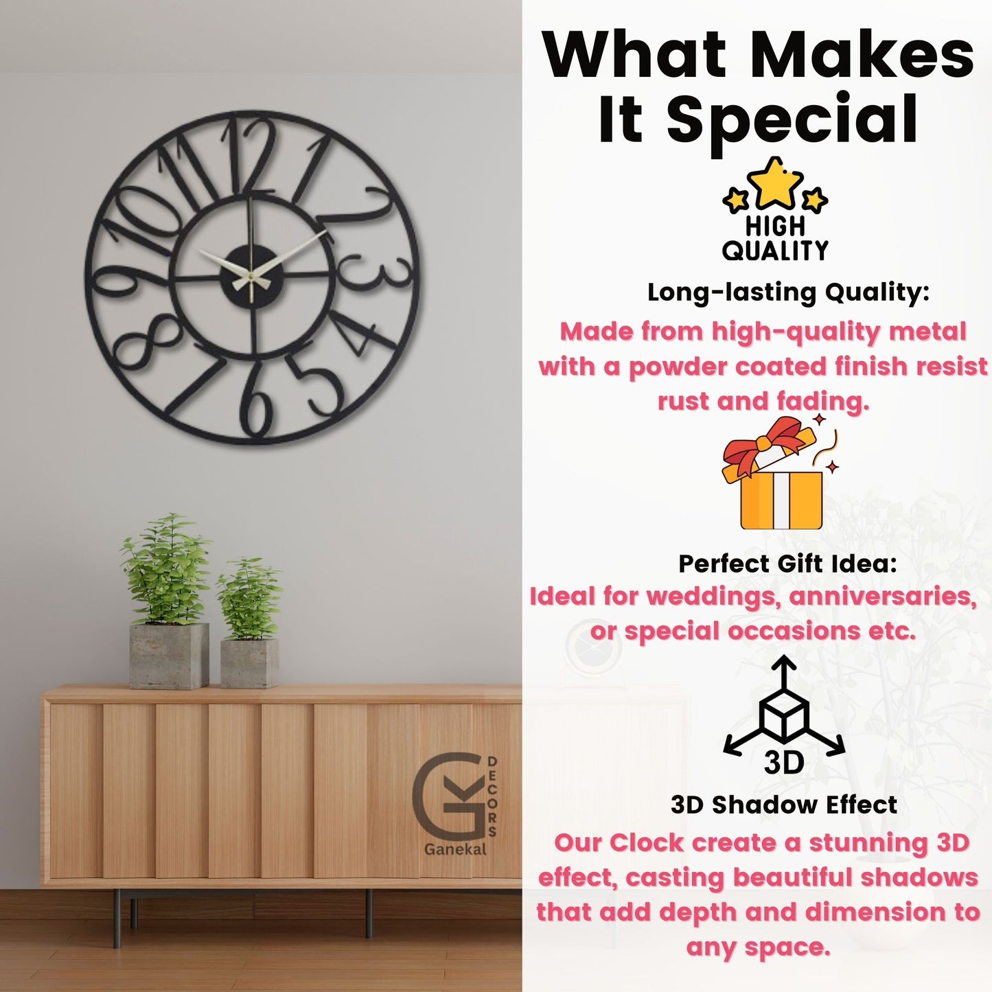 Big Numbers Metal Wall Clock