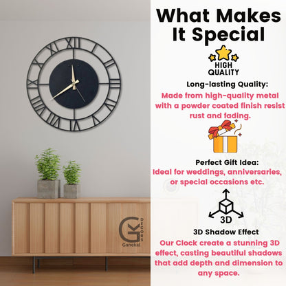 Stylish Roman Metal Wall Clock