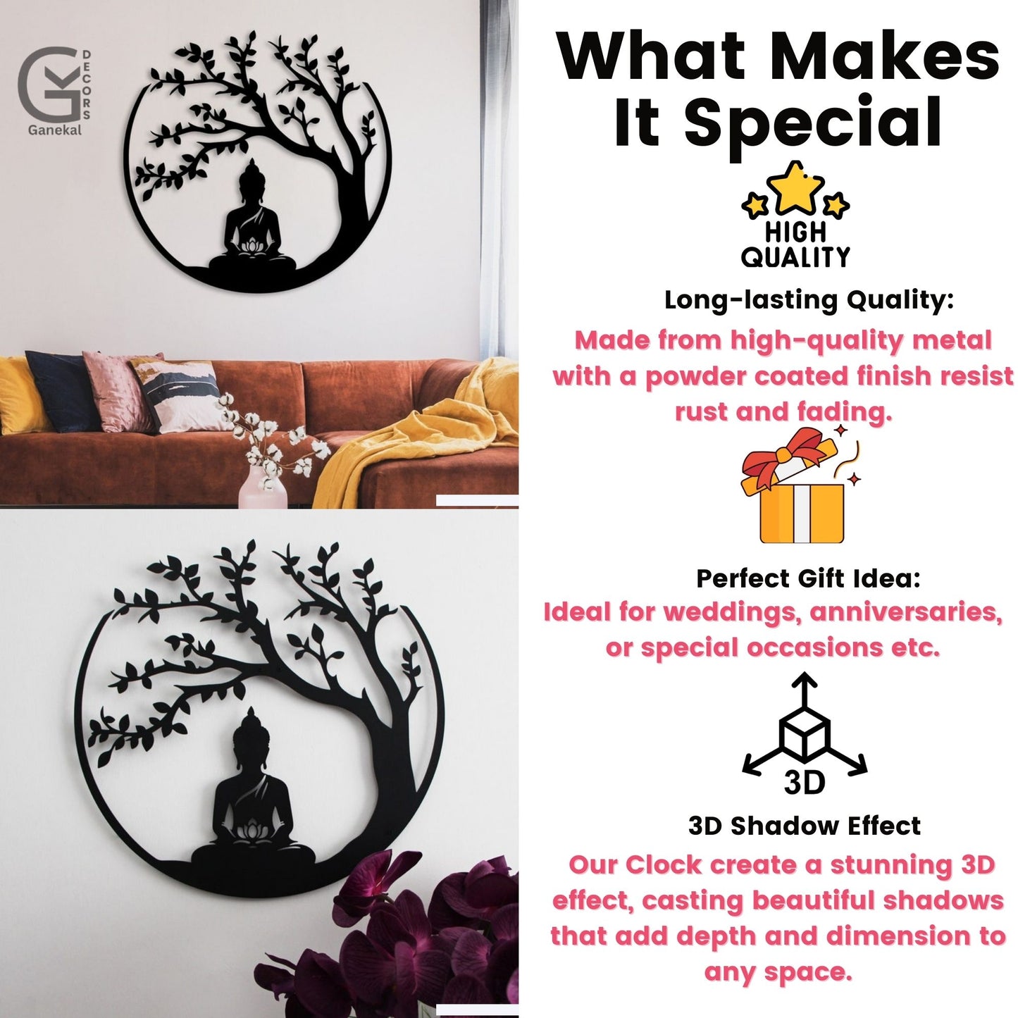 Black Buddha Metal Home Decor