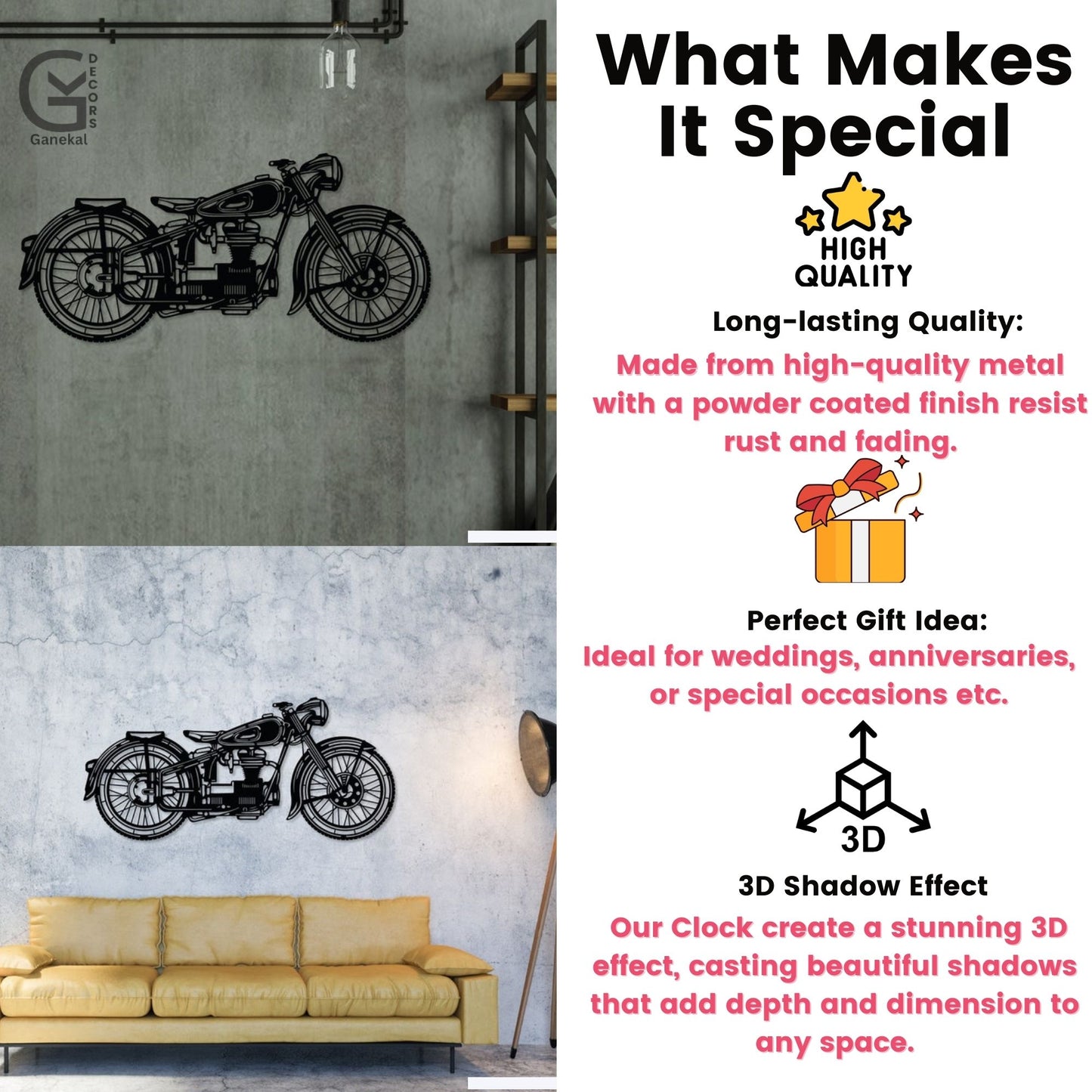 Retro Bike Metal Wall Decor for Home