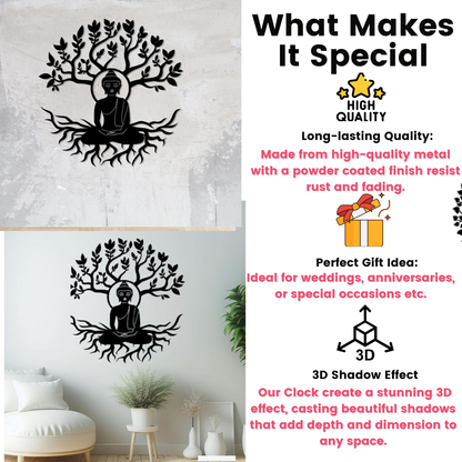 Buddha and Tree Metal Wall Hanging