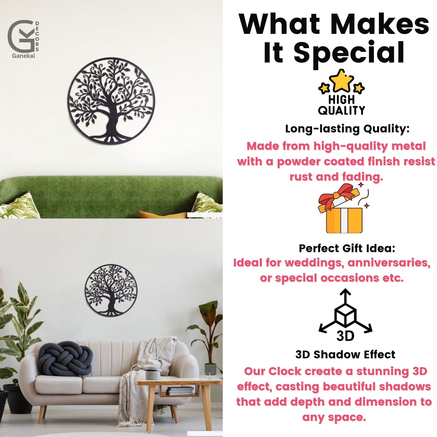 Decorative Round Tree with Bird Design Wall Hanging