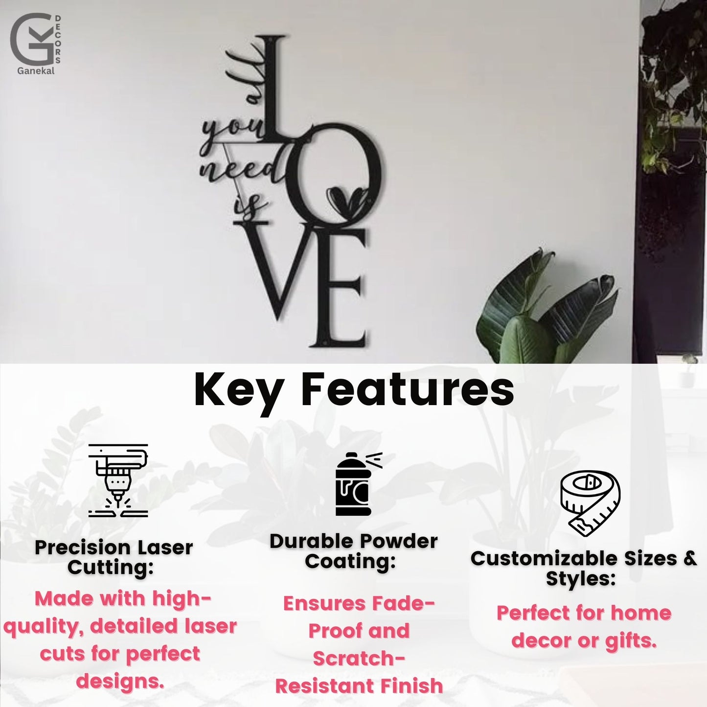 All You Need Is Love Metal Wall Hanging