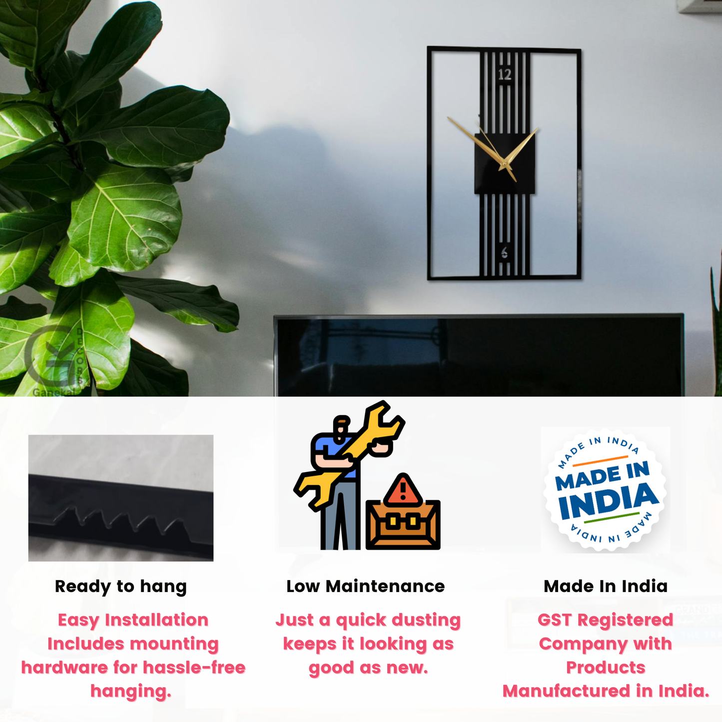 RAPHINE Design Premium Metal Analog Wall Clock
