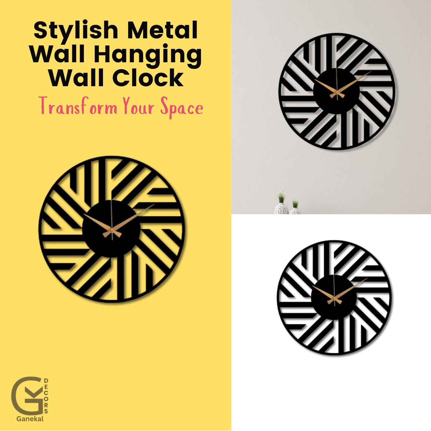 The Stylish Metal Design Elegant Analog Wall Clock