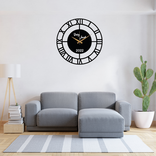 Customized Name Metal Analog Wall Clock