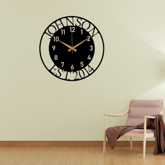 Customized Name Metal Analog Wall Clock