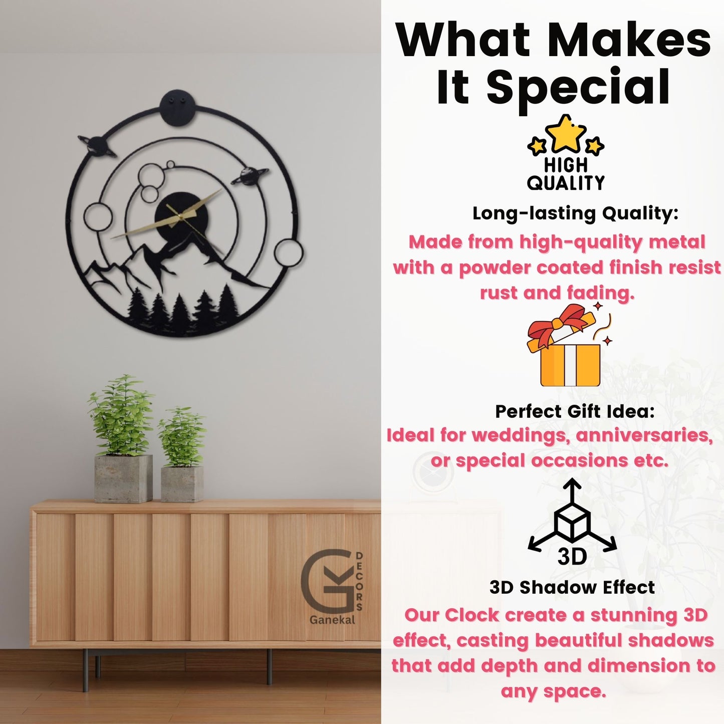 Modern Galaxy Minimalist Metal Wall Clock