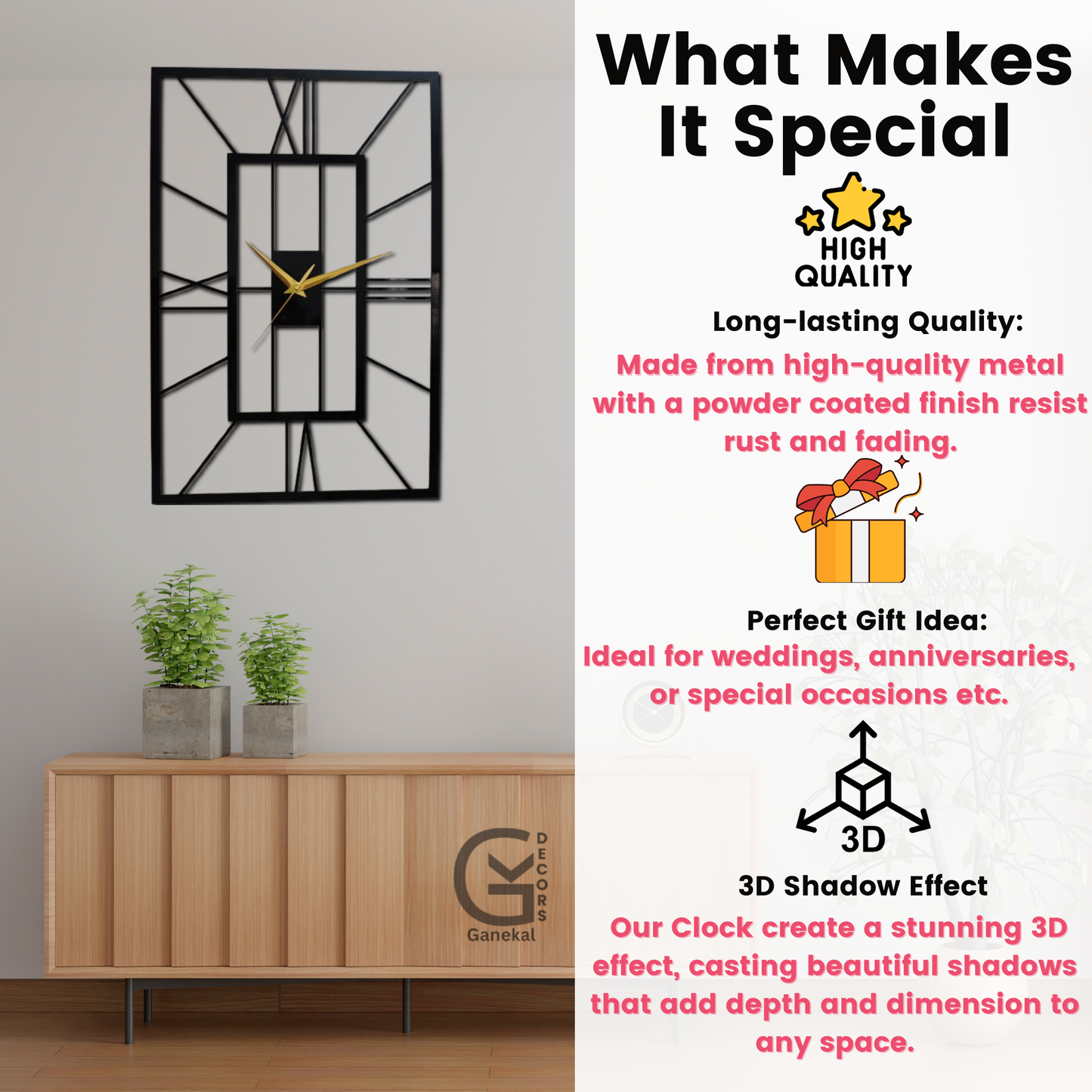 Contemporary Design Premium Metal Analog Wall Clock