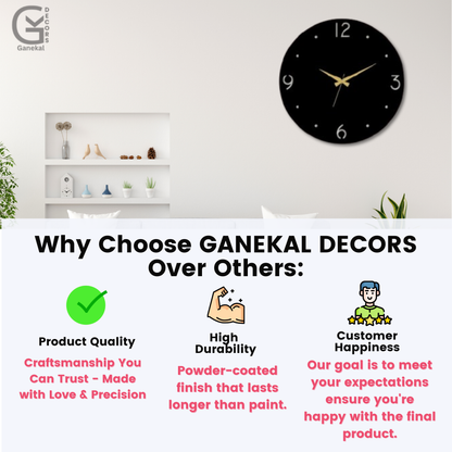Modern Design Elegant Metal Analog Wall Clock