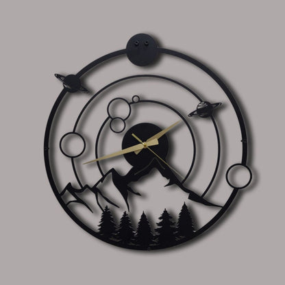 Modern Galaxy Minimalist Metal Wall Clock