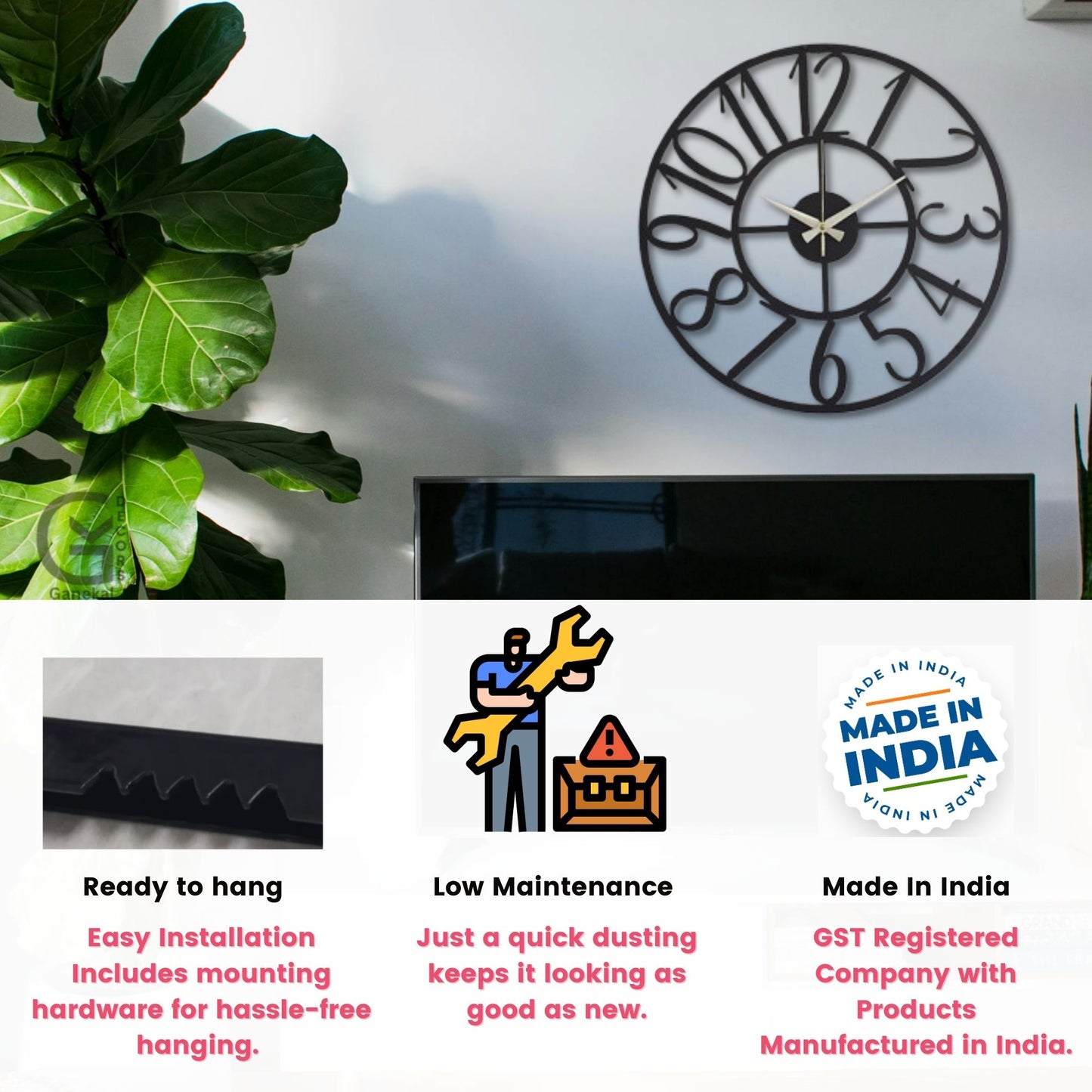 Big Numbers Metal Wall Clock