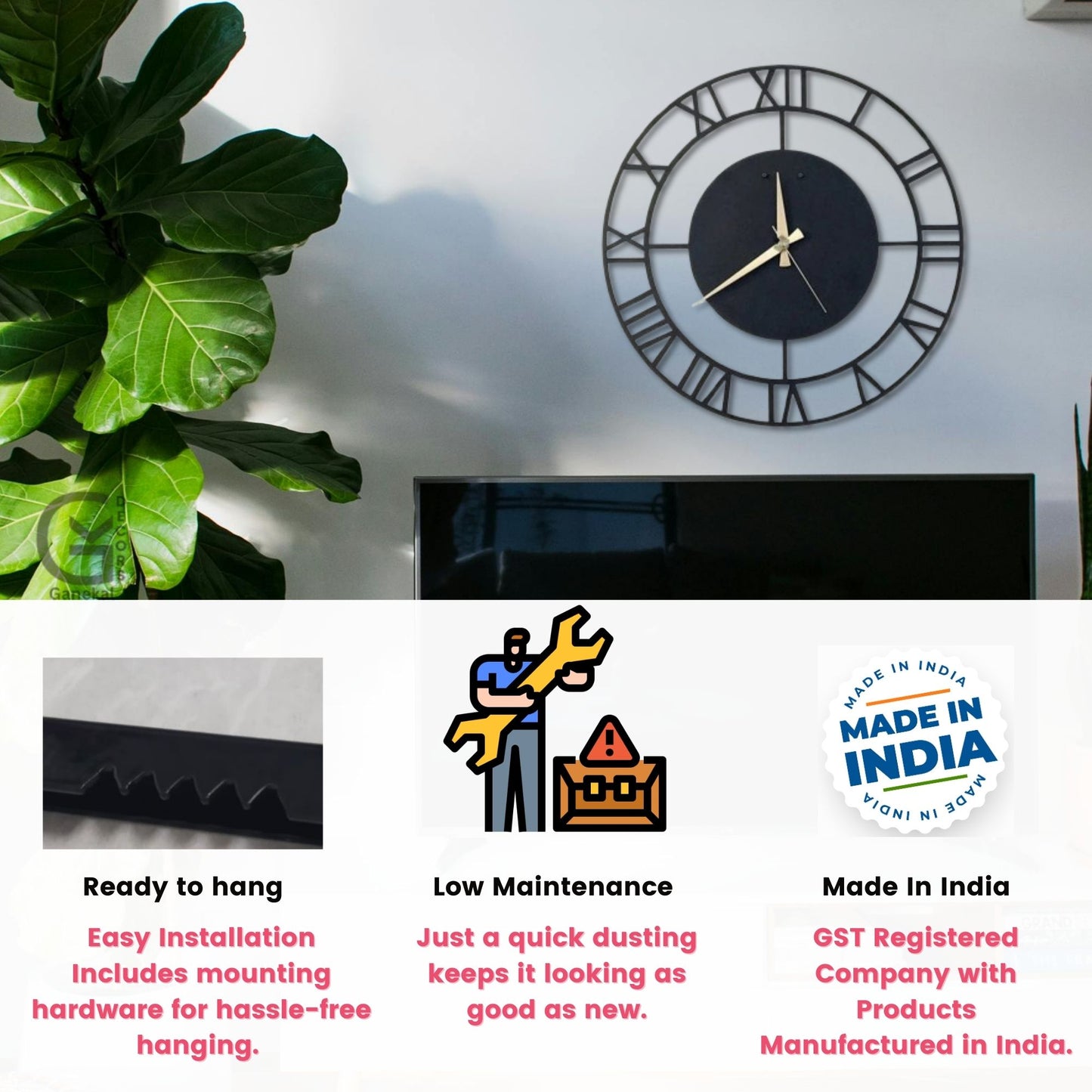 Stylish Roman Metal Wall Clock