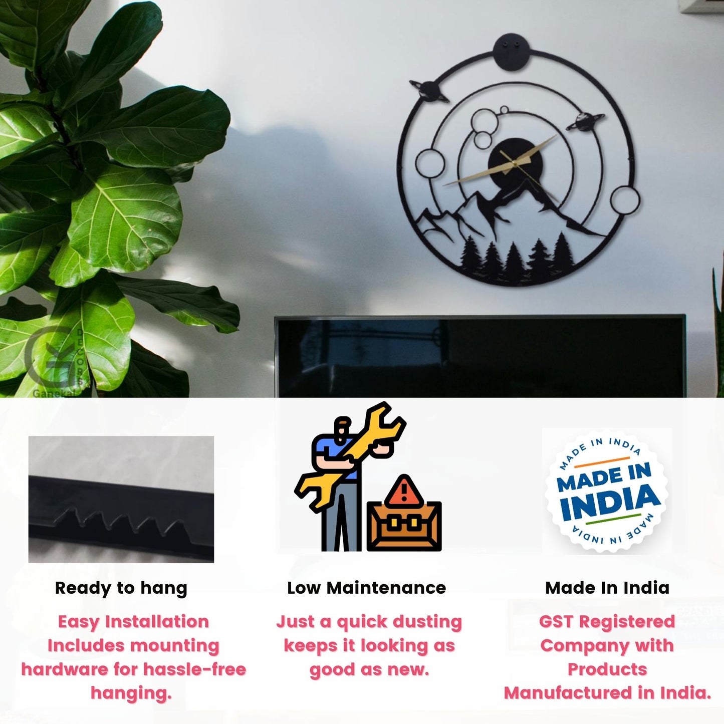 Modern Galaxy Minimalist Metal Wall Clock