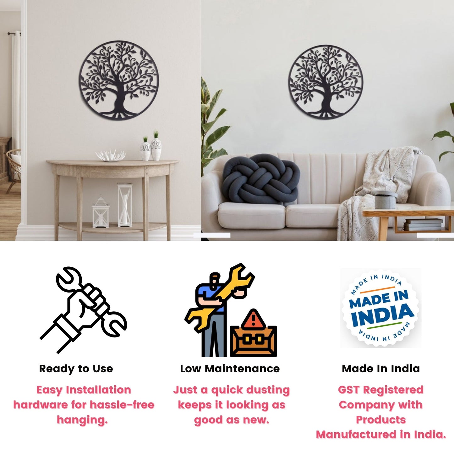 Decorative Round Tree with Bird Design Wall Hanging