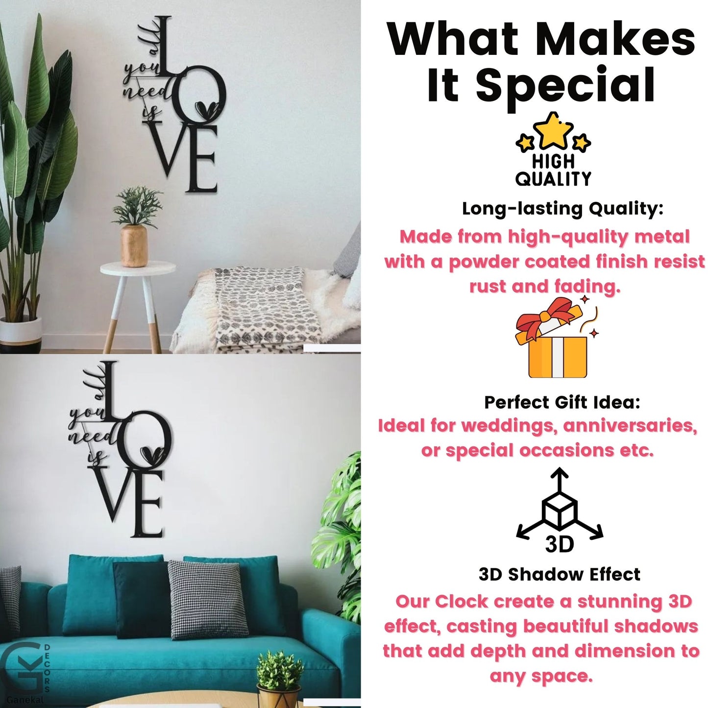 All You Need Is Love Metal Wall Hanging