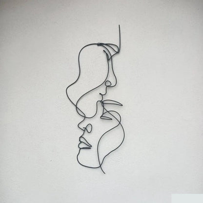 Abstract Face Line Art for Living Room Decor