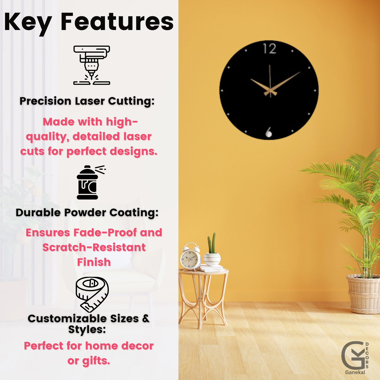 Premium Black Metal Wall Clock