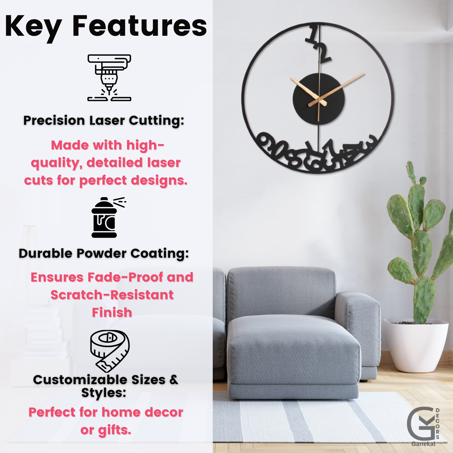 The Premium and Stylish Metal Design Elegant Analog Wall Clock