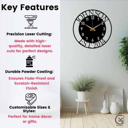 Customized Name Metal Analog Wall Clock