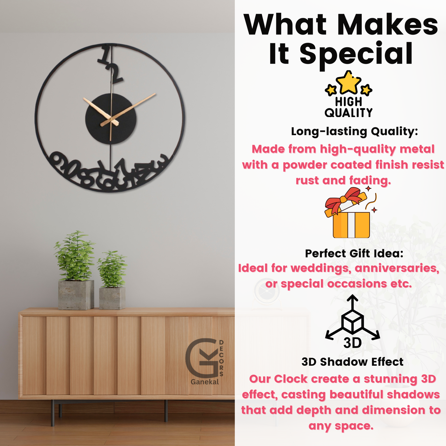 The Premium and Stylish Metal Design Elegant Analog Wall Clock