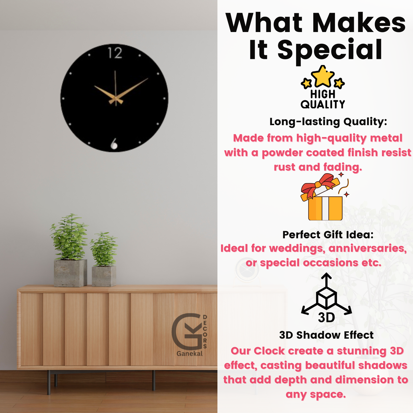 Premium Black Metal Wall Clock