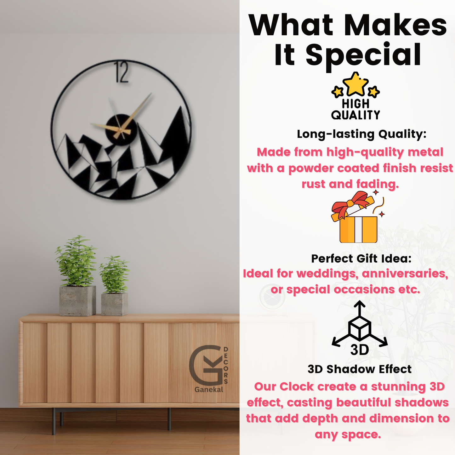 The Stylish Metal Design Elegant Analog Wall Clock