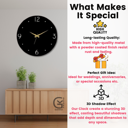 Modern Design Elegant Metal Analog Wall Clock