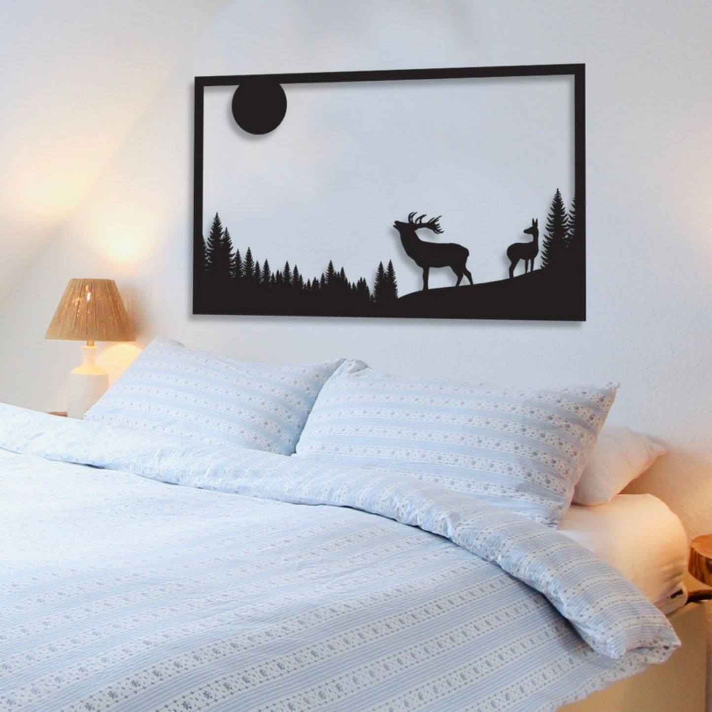 Deer and Forest Scene Metal Wall Hanging